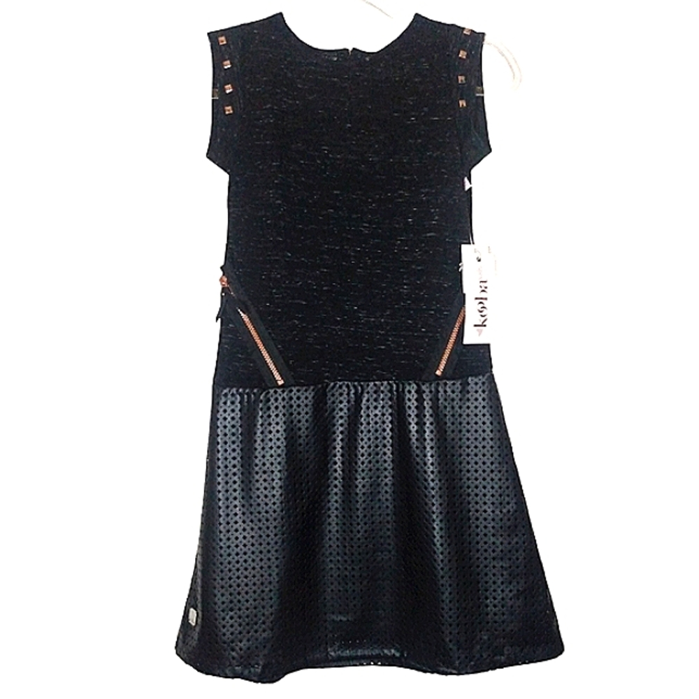 Kooba Kids Girl's Dress black faux leather skirt steampunk whimsigoth L 14/16